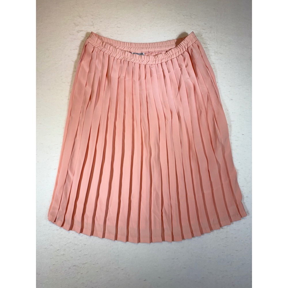 Andrea Gayle Petites Pleated Midi Skirt Peach Elastic Waist Size 10